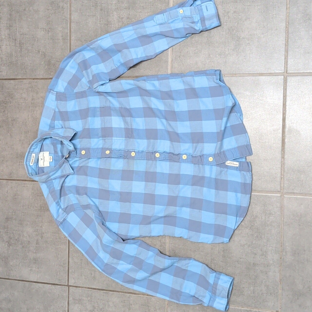 American Eagle Outfitters Blue Plaid Men's Shirt